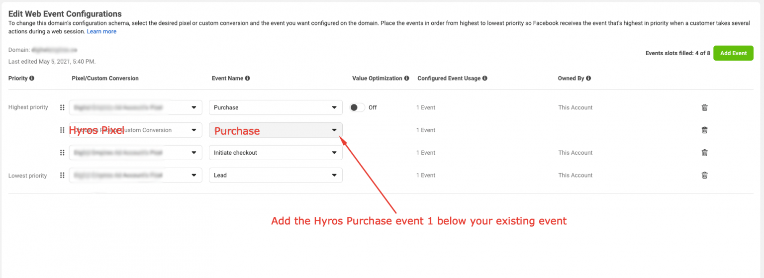 Adding The Hyros Pixel And Event To Aggregated Events Measurement (aem 