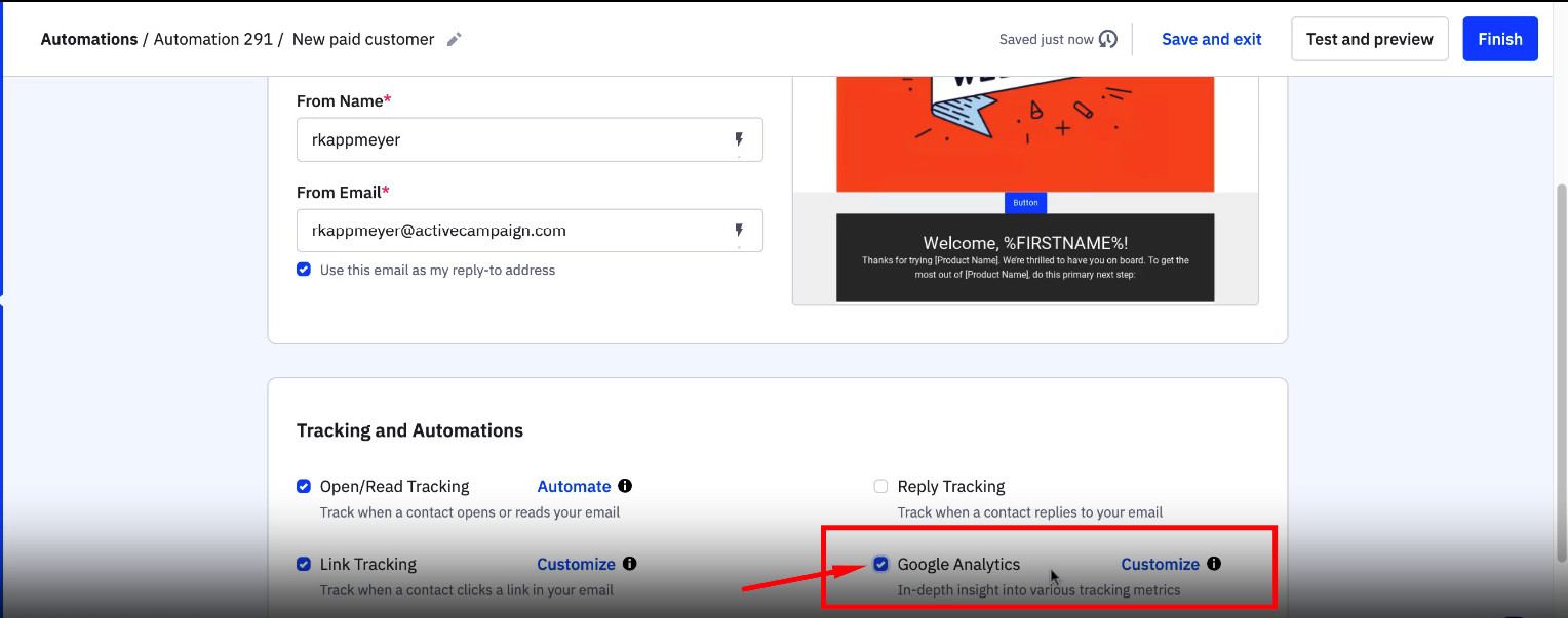                 On this page you need to scroll down a bit and tick the "Google Analytics" box. This should be enabled                      
