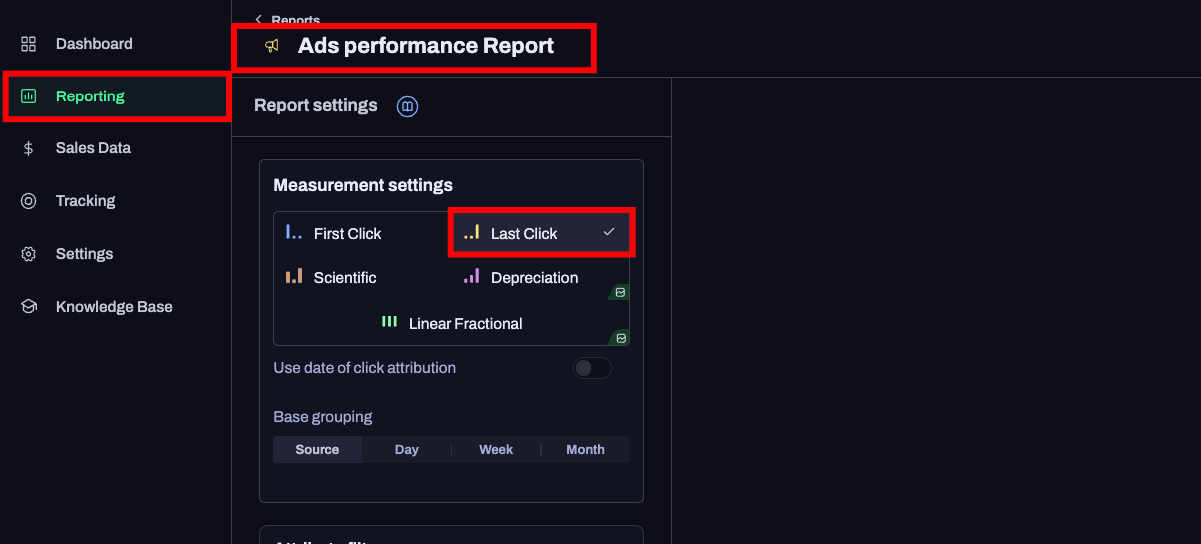 Go to Reporting and select the type of report you wish